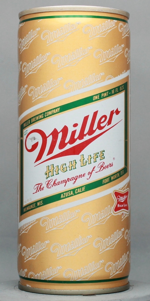 Miller High Life Beer 16 Oz Tab Top Can