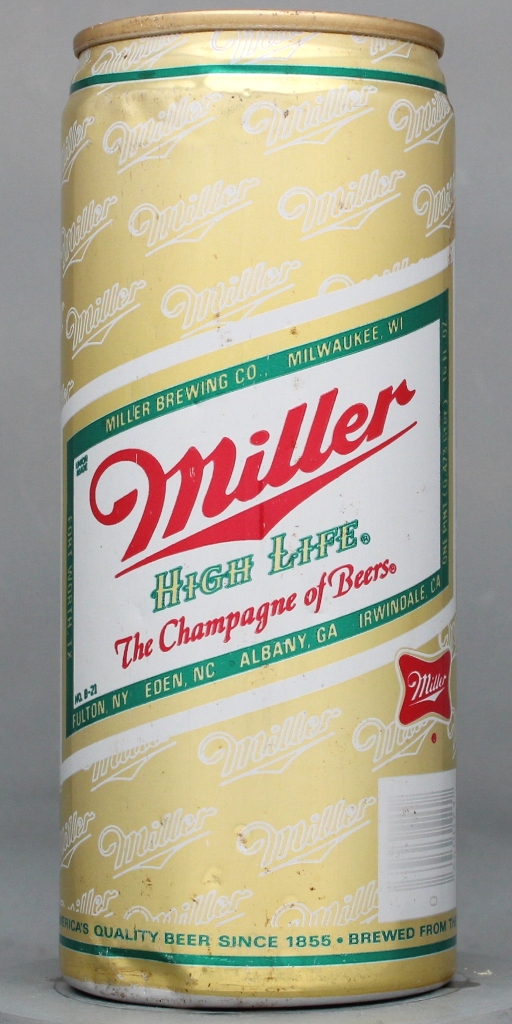 Miller High Life Beer 16 Oz Tab Top Can
