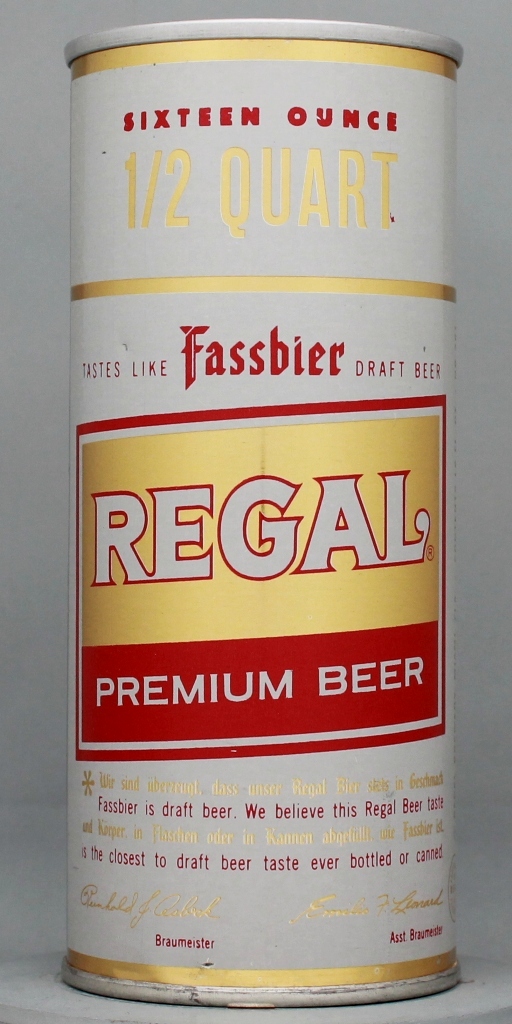 Regal Premium Beer 16 Oz Tab Top Can