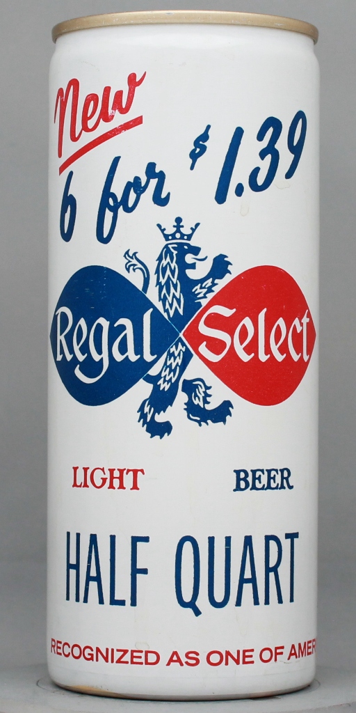 Regal Select Light Beer 16 Oz Tab Top Can