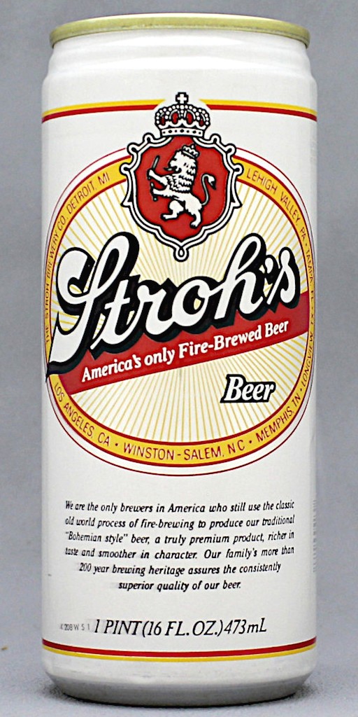Stroh's Beer 16 Oz Tab/Stay Top Can