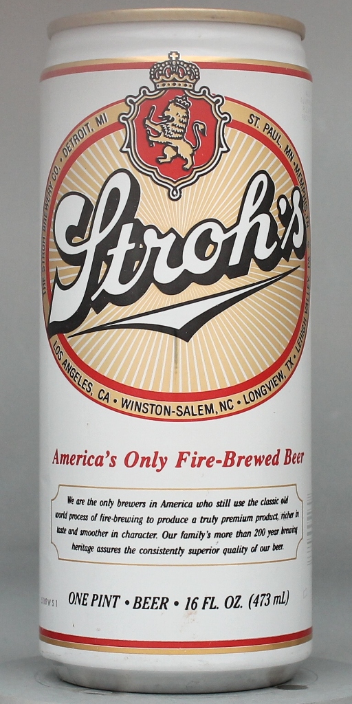 Stroh's Beer 16 Oz Tab Top Can