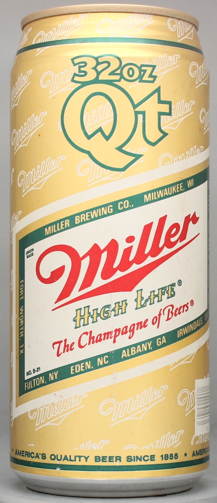 Miller Beer 32 Oz Tab Top Can
