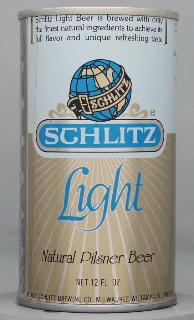 Schlitz Light Natural Pilsner Beer 12 Oz Tab Top Can